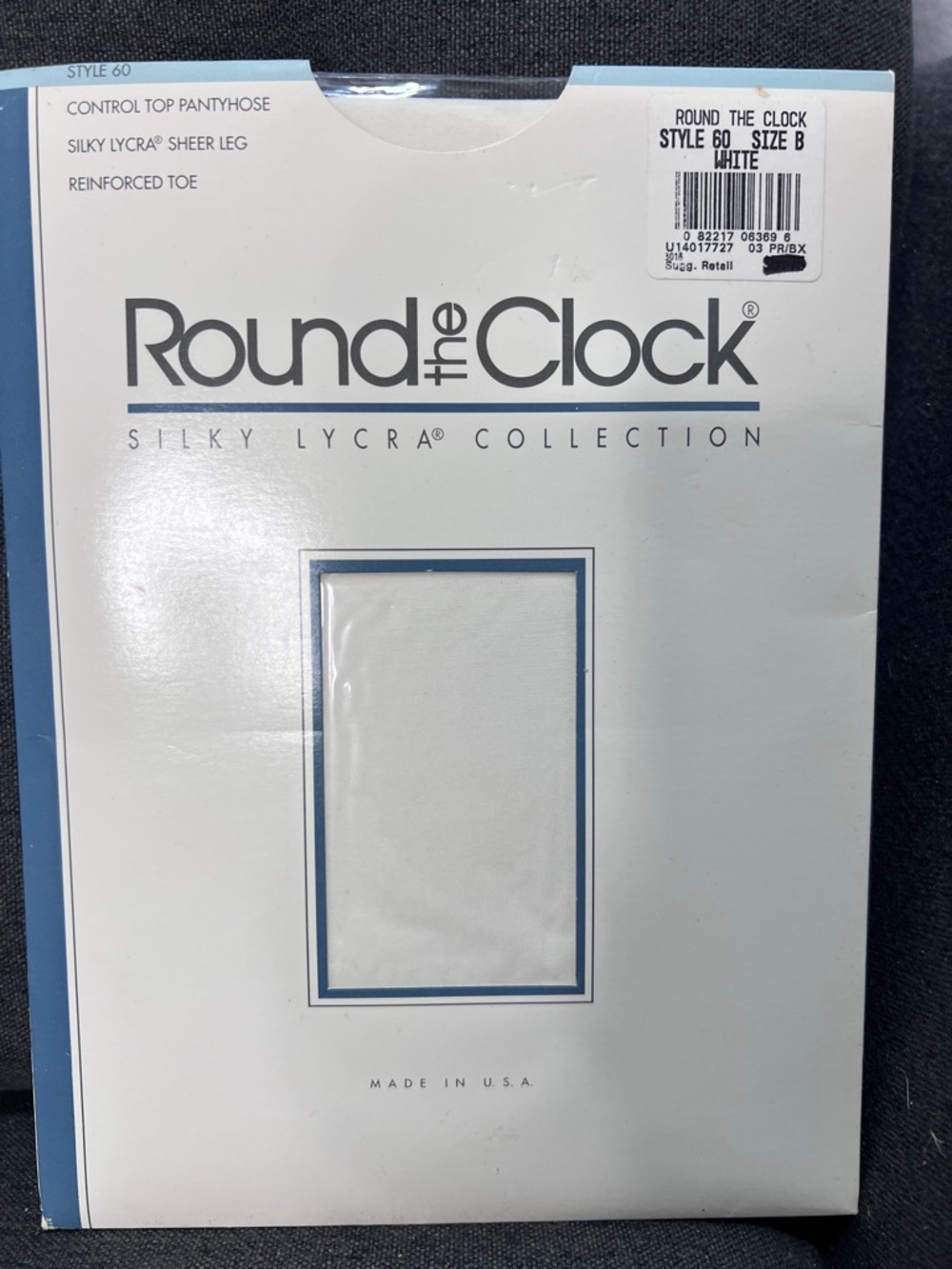 Vintage Round The Clock Pantyhose Size B White NOS Silky Lycra USA Bridal elegan